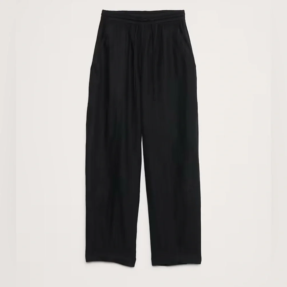 NWT! Banana Republic Black Linen Barrel Leg Pull On Pants - Size Large Tall 🖤